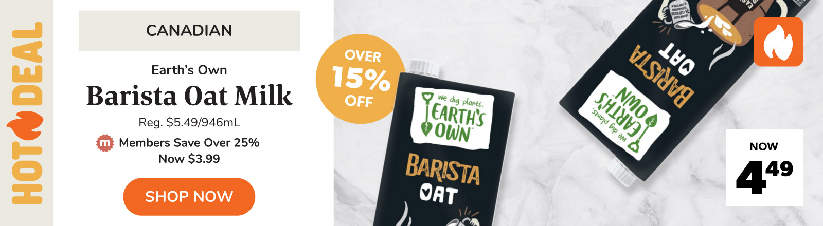 Over 15% off this week only on Barista oat milk! 