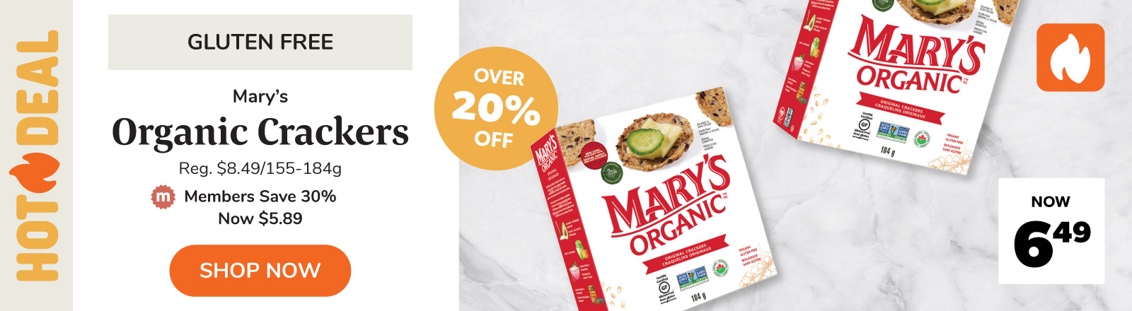 Gluten Free Mary's Crackers on sale for over 20% off this week.