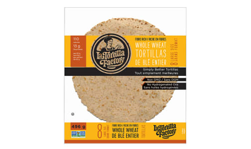 Whole Wheat Low Carb Large Tortillas- Code#: BR1003