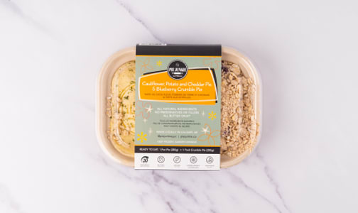 Cauliflower, Potato And Cheddar Pie And Blueberry Crumble Pie (Frozen)- Code#: DN0849