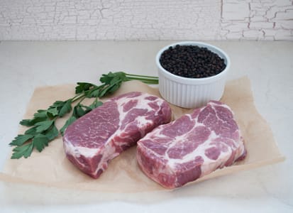 Natural Pork Shoulder Butt Steaks (Chuck Eye Steak) - 2 Steaks (Frozen)- Code#: MP061
