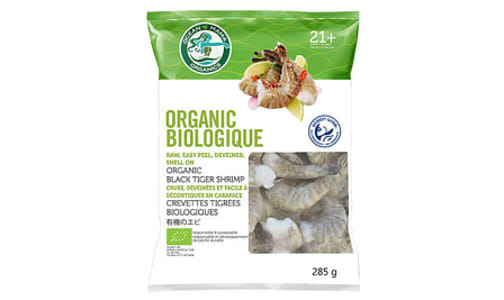 Organic Black Tiger Shrimp - Raw, EZ Peel, Deveined, Shell On (Frozen)- Code#: MP1172
