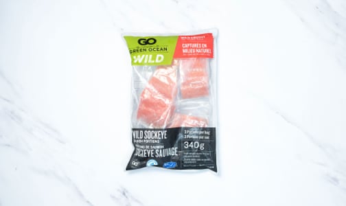 Wild Sockeye Salmon Portions - Skin On (Frozen)- Code#: MP1271