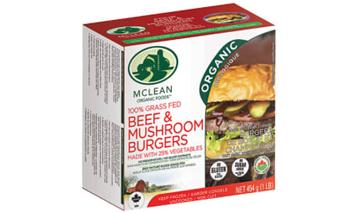 Organic Beef and Mushroom Burgers (Frozen)- Code#: MP1619