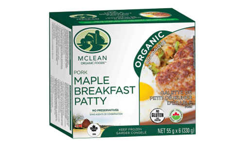 Organic Maple Pork Breakfast Patty (Frozen)- Code#: MP1625