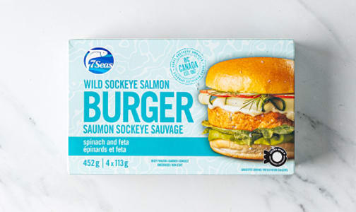 Wild Sockeye Burger Spinach & Feta Frozen (Frozen)- Code#: MP1707