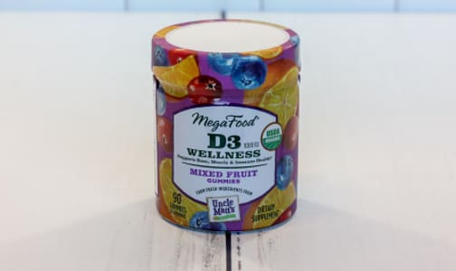 Organic Vitamin D3 Wellness (1000 IU) Mixed Fruit Gummies - Code#: PC2467