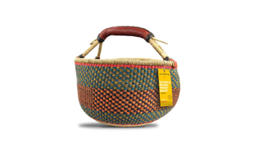 Handwoven African Basket, Round 1 Handle- Code#: PC410910
