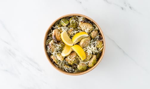 Roasted Brussels Sprouts Tossed With Lemon, Garlic And Shaved Parmesan- Code#: PL0145