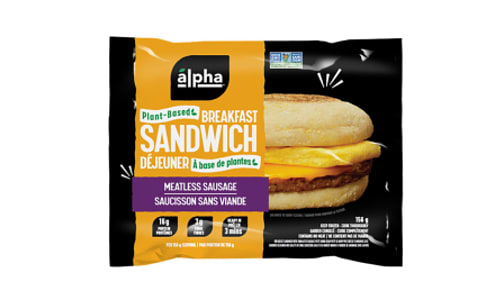 Plant-Based Breakfast Sandwich - Meatless Sausage, Plant-Based Egg & Cheeze (Frozen)- Code#: PM1454