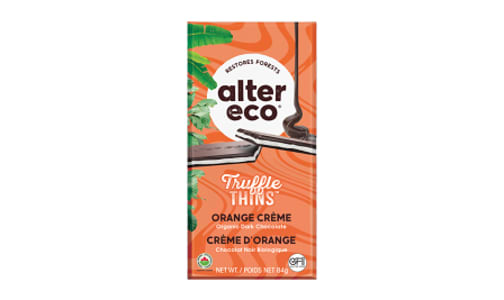 Organic Chocolate - Truffle Thins Bar - Orange  Crème- Code#: SN0515