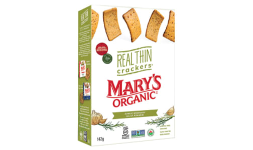 Organic REAL THIN Crackers, Garlic Rosemary- Code#: SN1418