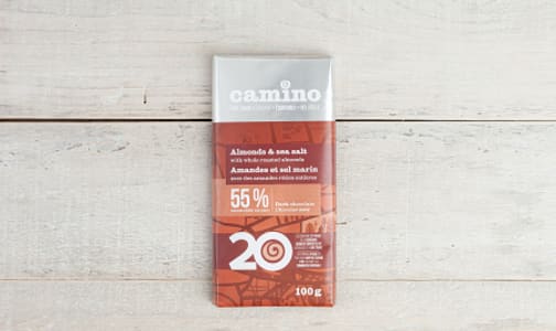 Organic Whole Almonds & Sea Salt Chocolate Bar 55%- Code#: SN1790
