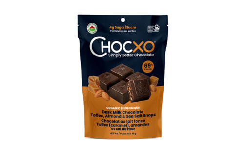 Organic Dark Milk Chocolate, Toffee, Almonds, 69% Cacao- Code#: SN2598