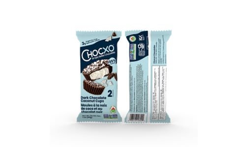 Organic Coconut Cups, Dark Chocolate, 85% Cacao- Code#: SN2599
