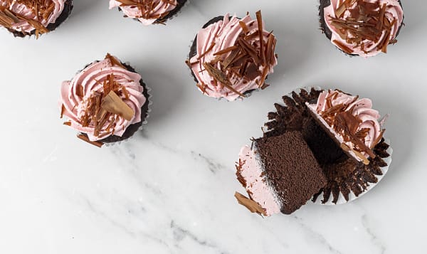 Vegan Chocolate Cupcake With Raspberry Crème