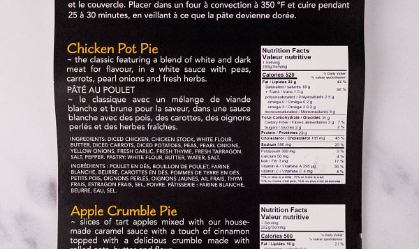 Chicken Pot Pie And Apple Crumble Pie Tv Dinner (Frozen)