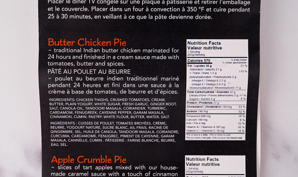 Butter Chicken Pie And Apple Crumble Pie Tv Dinner (Frozen)