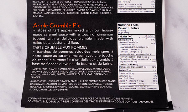 Butter Chicken Pie And Apple Crumble Pie Tv Dinner (Frozen)