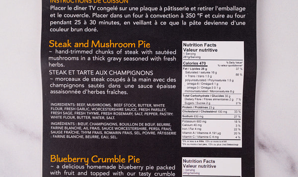 Steak And Mushroom Pie And Blueberry Crumble Pie (Frozen)