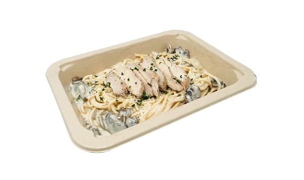 Creamy Mushroom Pasta With Roasted Chicken