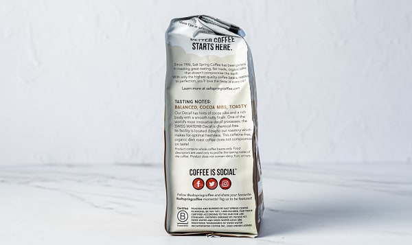 Organic Decaf Dark Coffee, Whole Bean