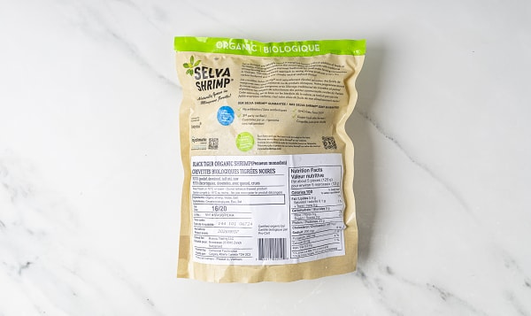 Selva Organic Black Tiger Shrimp 16/20 Peeled, Deveined, Tail-On (Frozen)