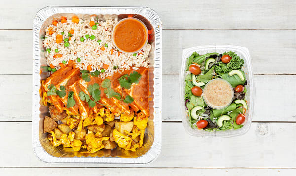 Butter Tofu with Vegetables & Basmati Rice & Salad