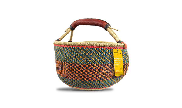 Handwoven African Basket, Round 1 Handle