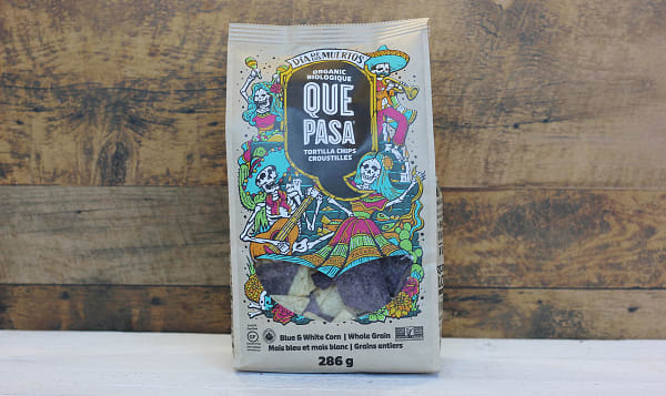 Que Pasa Organic Day Of The Dead Chips 286g Shop At Spud Ca