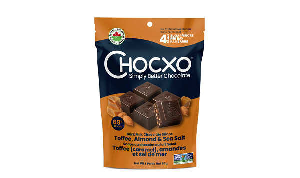 Organic Dark Milk Chocolate, Toffee, Almonds, 69% Cacao