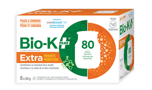Organic Extra Drinkable Vegan Probiotic with Cereboost® - Peach & Turmeric