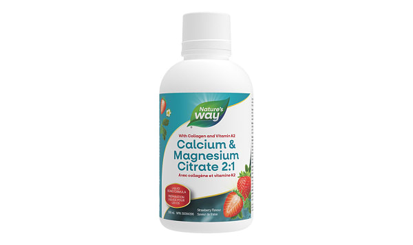 Calcium Magnesium Citrate 2:1 with Collagen Liquid -  Strawberry