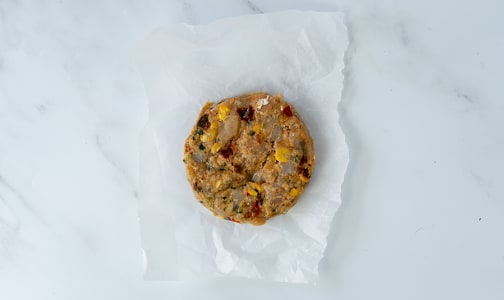 Prawn and Cod Burger with Chiptole, Corn, and Cilantro ( 1 per package) (Frozen)- Code#: MP1369