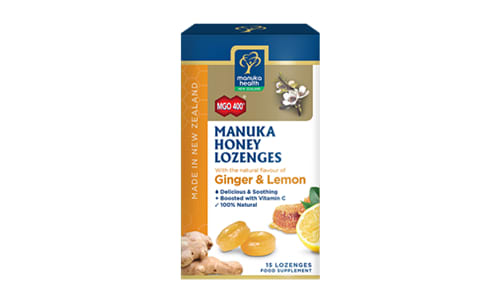 Manuka Honey Lemon & Ginger Lozenges MGO 400+- Code#: PC4230