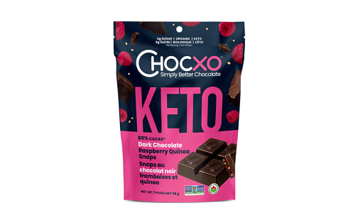 Organic ChocKETO Dark Chocolate with Raspberry & Quinoa Snaps- Code#: SN1942