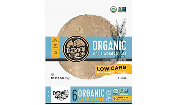 Organic Low Carb Whole Wheat Tortillas (Frozen)