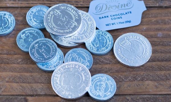 Dark Chocolate Gelt Coins - Blue/Silver
